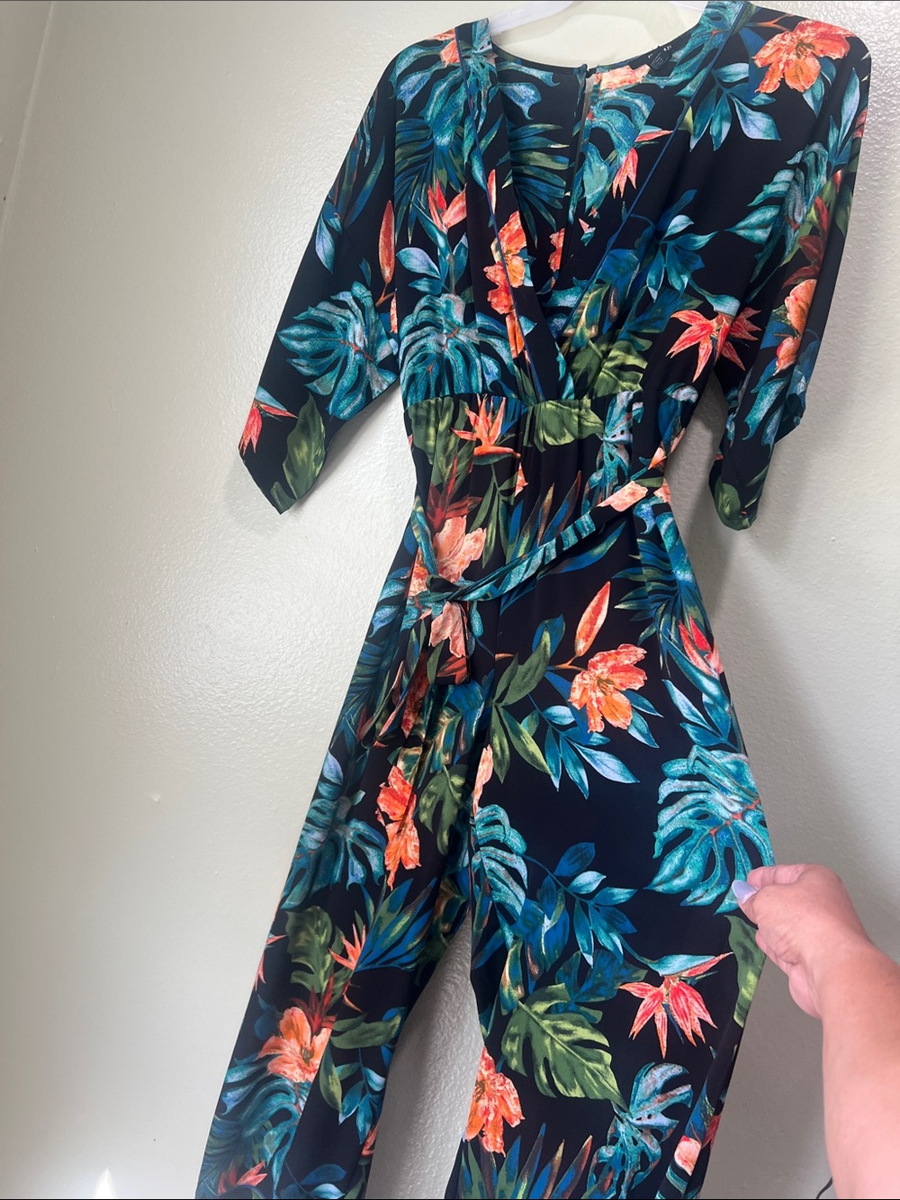 Forever 21 Black Tropical Floral Jumpsuit
